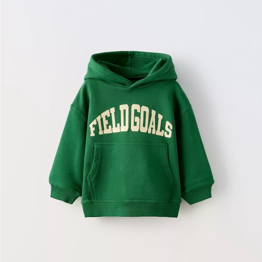 Zara Green Kids Hoodie with Fieldgoals Design